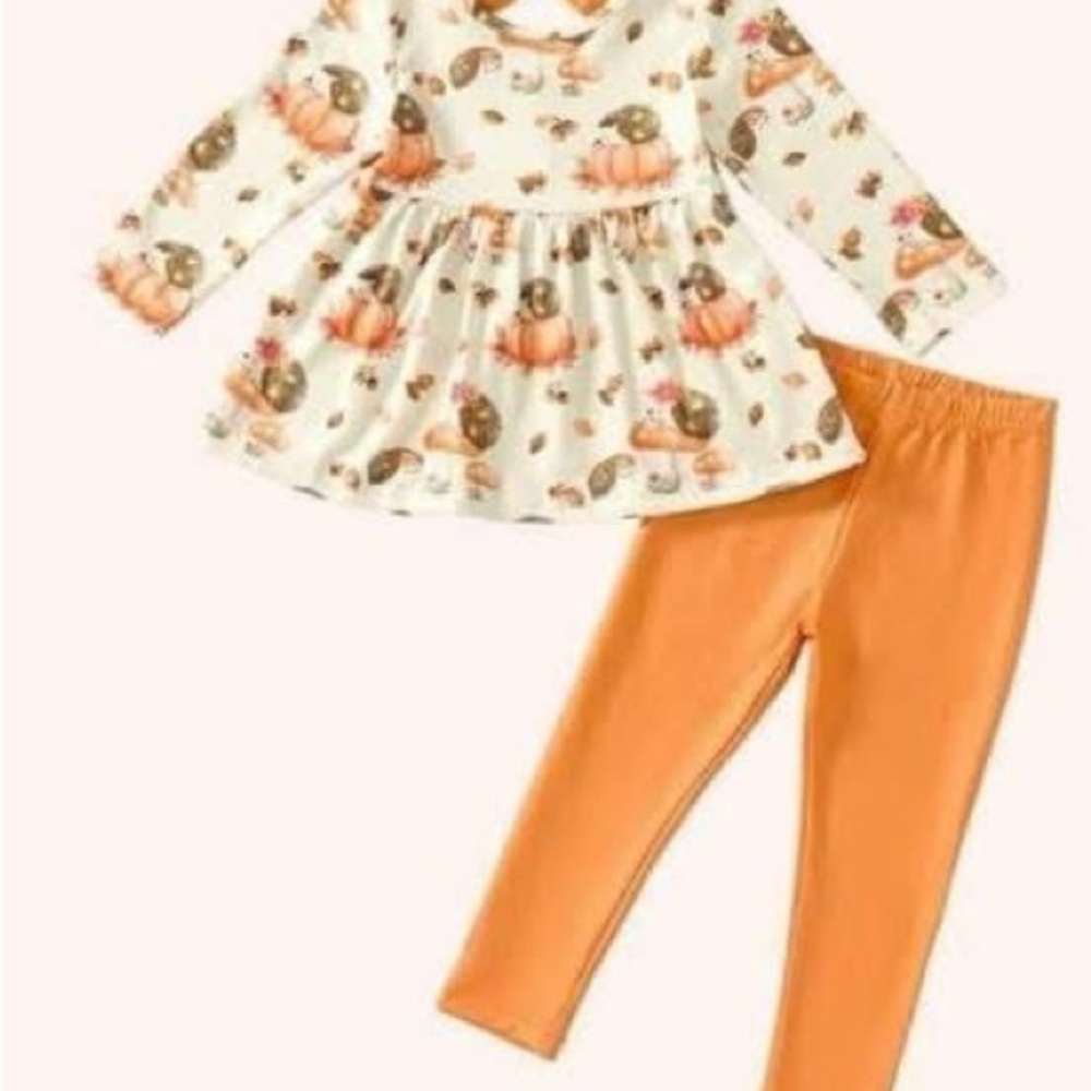 Charming Pumpkin Print Kids Set